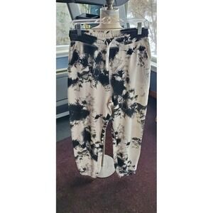 ZARA Tie Dye Jogger Sweatpants Black White Comfort Casual Lounge Size S